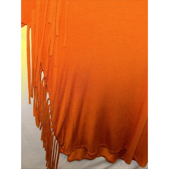 John Paul Richard Women's XL Tunic Sweater Orange Fringe Western Artistic Boho - Picture 5 of 9